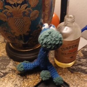 Knitted Blue and Green Dinosaur Plush Toy